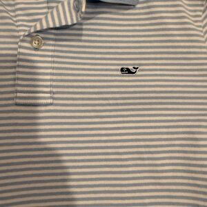Vineyard Vines Light Blue and White Striped Polo Shirt